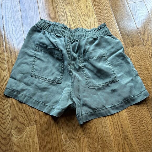 Olive Green Shorts with Ruffle Waist - Picture 2 of 4